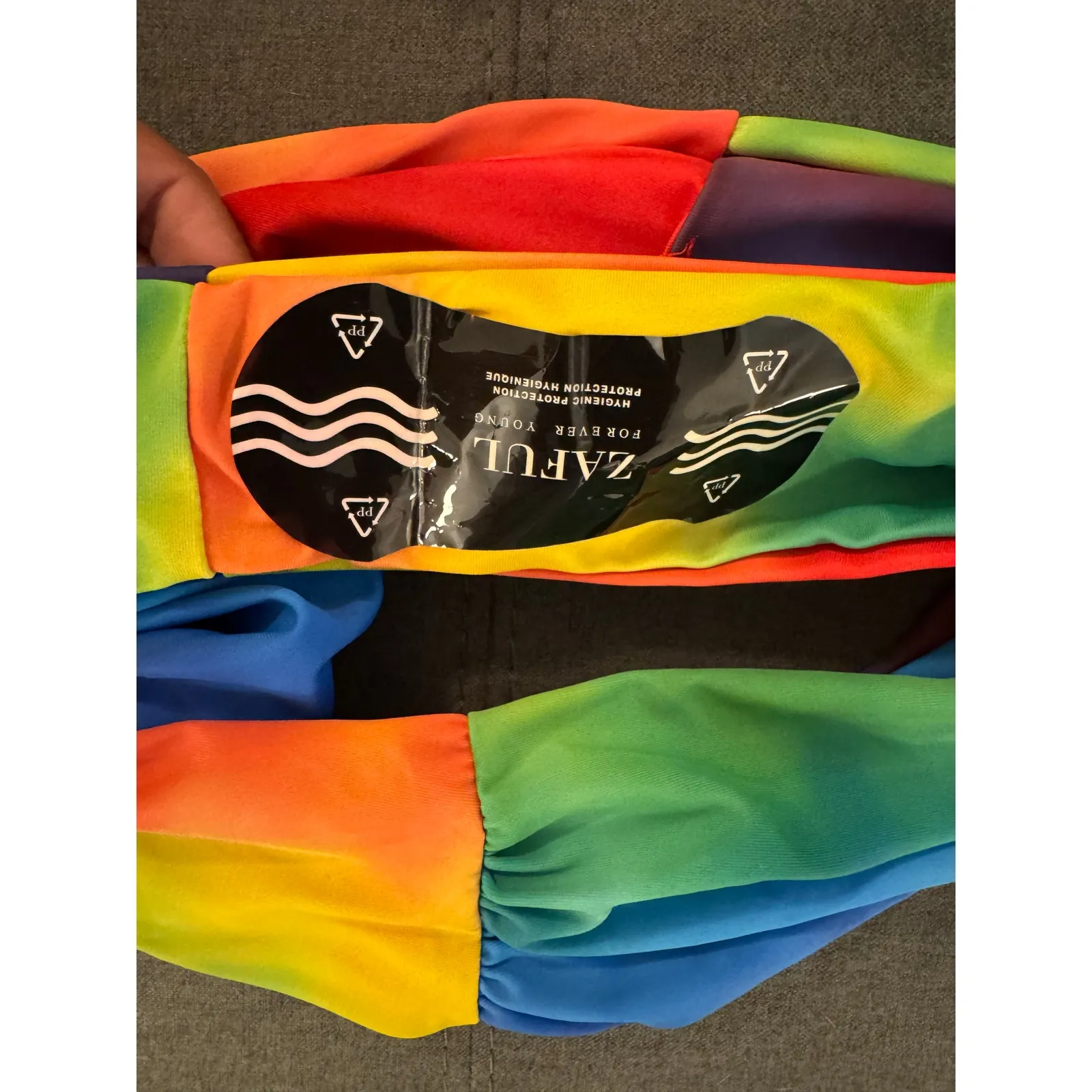 Zaful Size Large NWT 2 Piece Rainbow High Waist Knot Tankini Bathing Swim Suit - Image 7