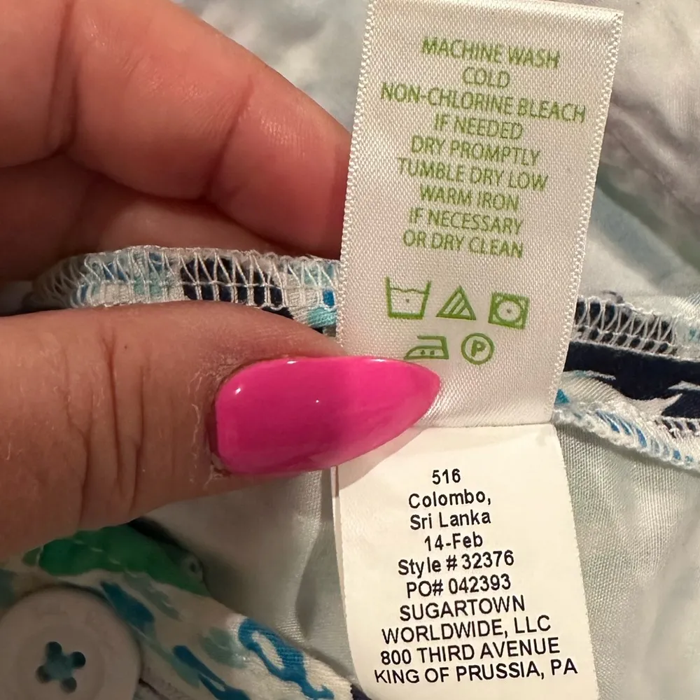 LILLY PULITZER CALLAHAN LETS CHA CHA SPA BLUE GREEN WHITE COTTON SHORTS 2 - Image 8