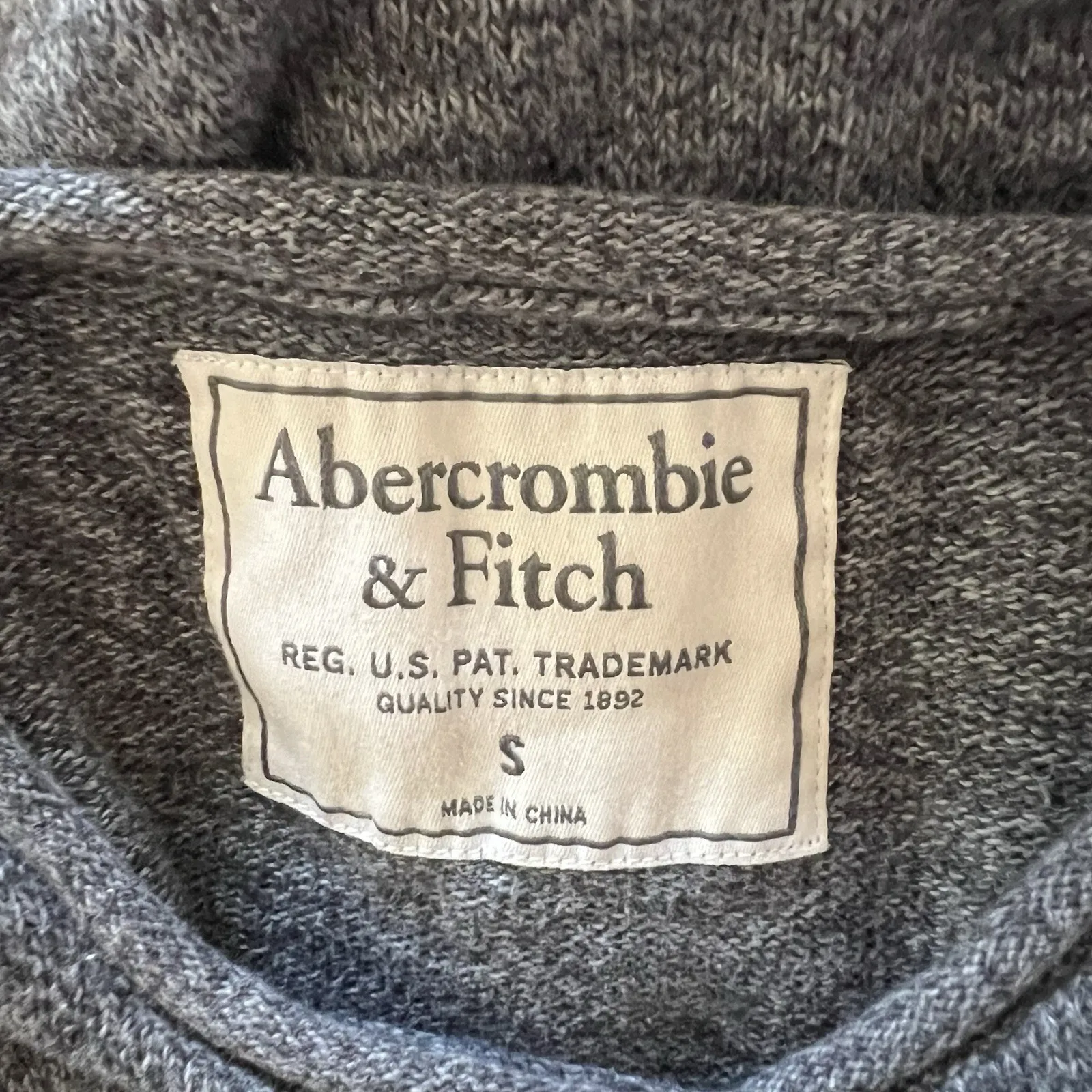 Abercrombie & Fitch Gray Marled Pullover Sweater Moose Logo Cotton Y2K‎ 90s - Image 8