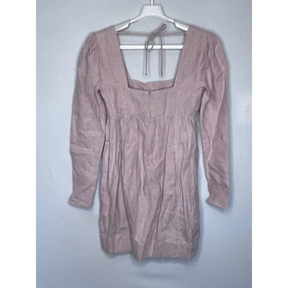 Ganni Open Back Lilac Hemp Babydoll Mini Dress NWT Size 32 US 0 - Image 5