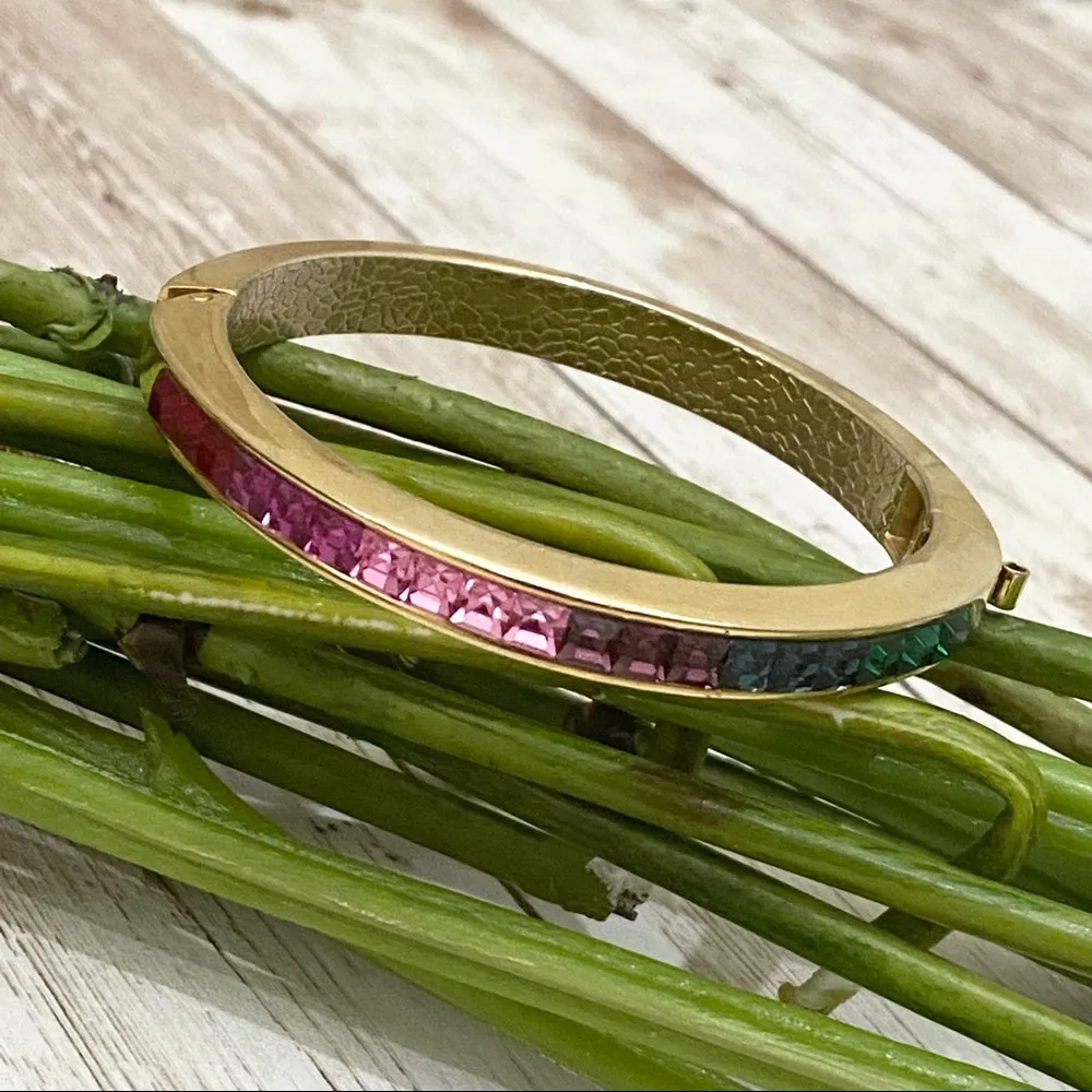 80’s Multicolored Diamond Cut Channel Set Bangle - Image 6