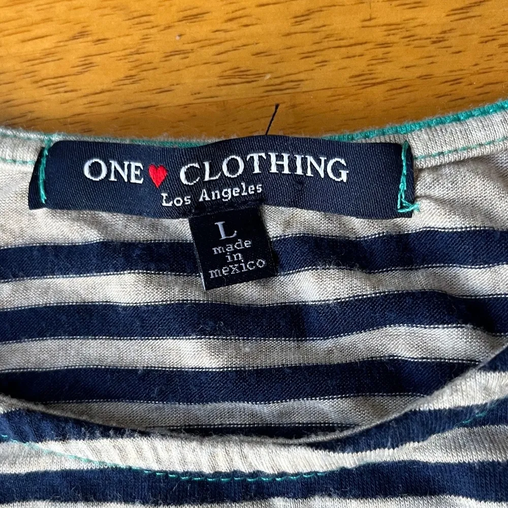 One Clothing Turquoise Blue Striped Tube Tank Maxi Stretch Dress, Size L - Image 3