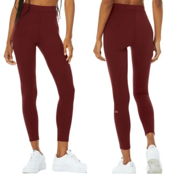 Alo Yoga Ribbed High-Waist 7/8 Blissful Leggings in Cranberry - Sz Small 🧡🎀 - Image 2
