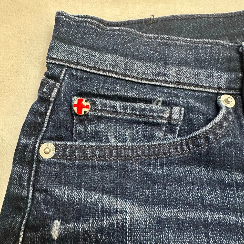 Hudson Kenzie Cut Off Shorts sz 29 Dark Wash Jean Shorts Raw Hem - Image 7