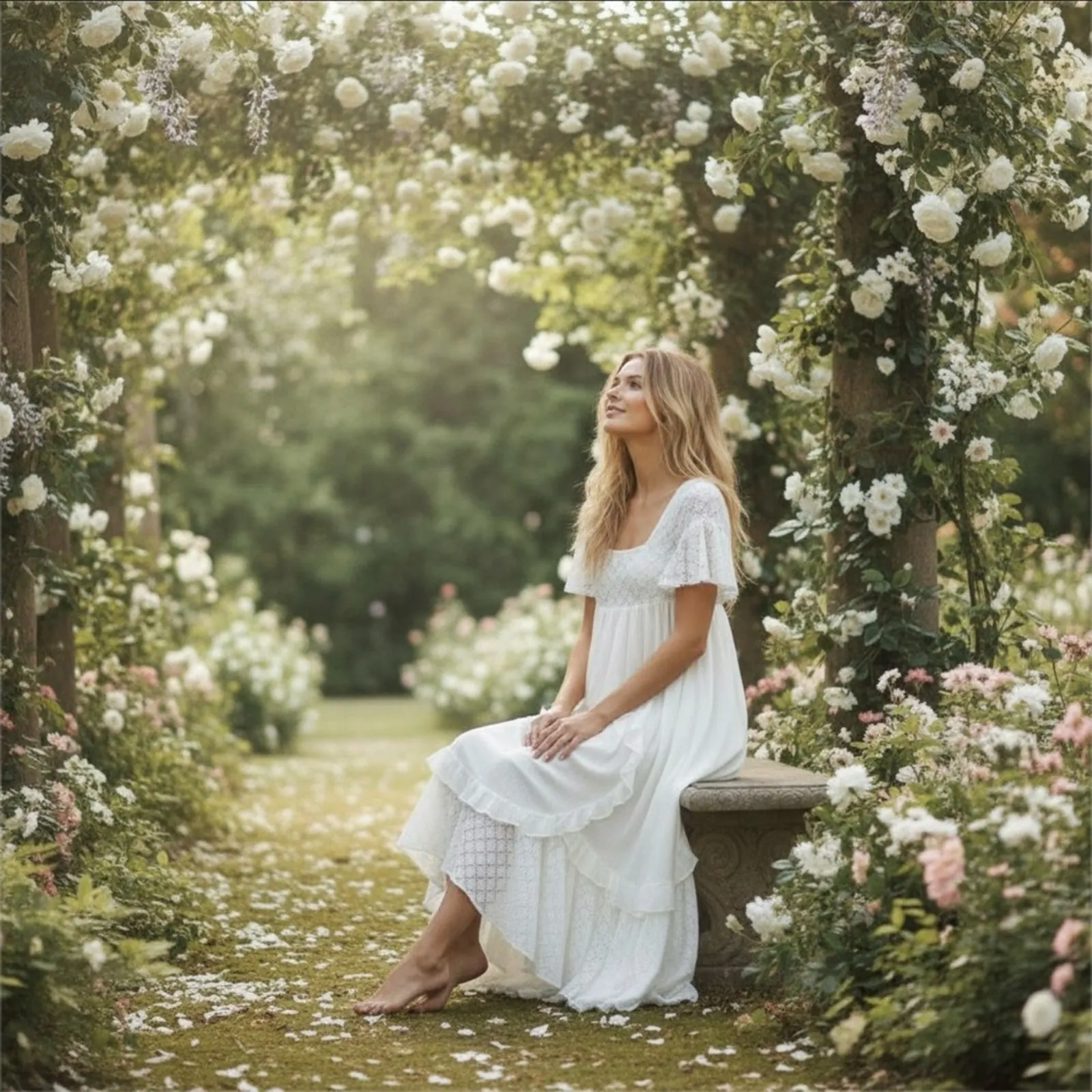 Free People Ethereal Bohemian Cottage Bring The Romance Maxi Dress White Small - Image 4