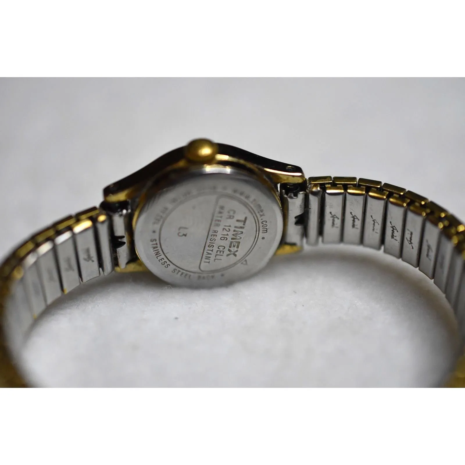 Timex Quartz Gold Tone Speidel Expansion Band New Battery CR 1216 Cell Watch - Image 4
