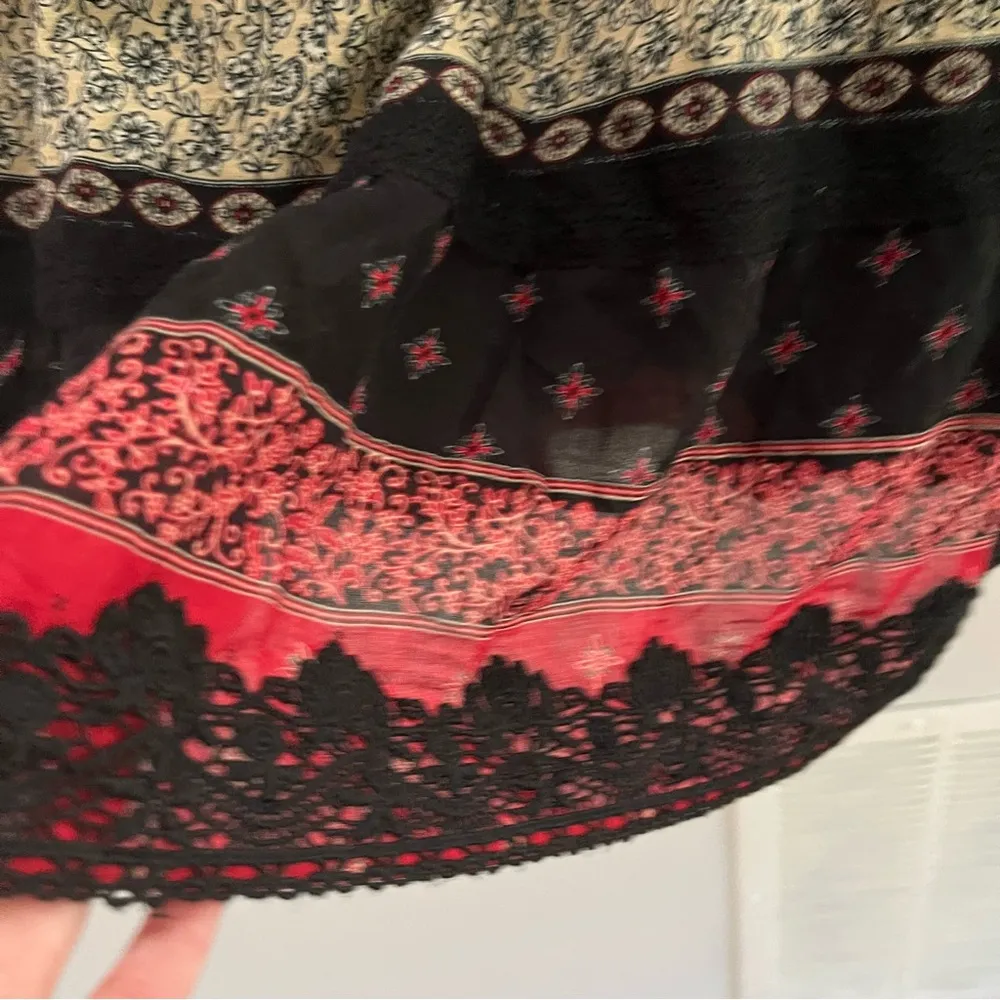 J.Jill Pin-tucked Lace Trim prairie Dress , Black Red Size Small - Image 8