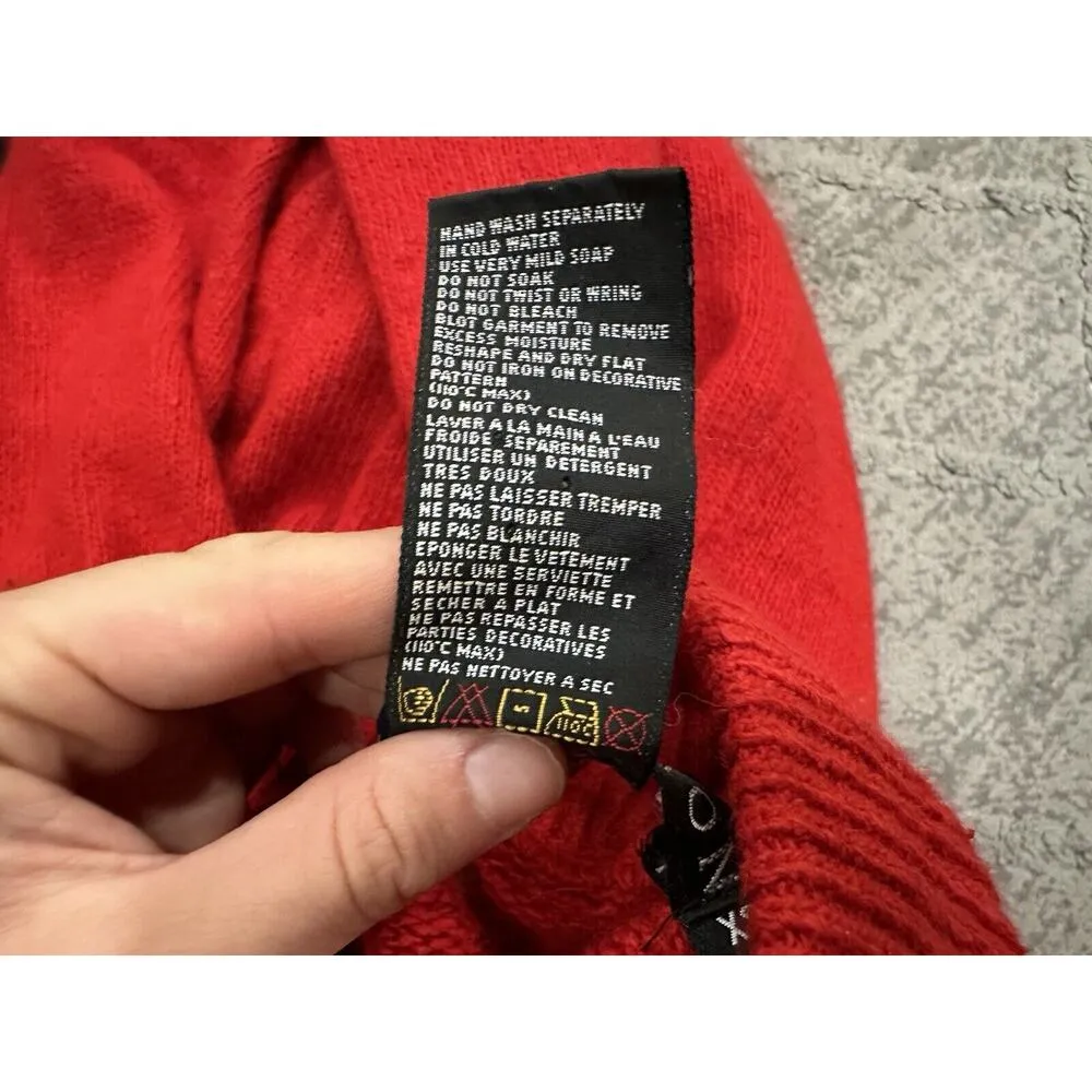 IB Diffusion Red Silk Blend Turtleneck Sweater Shoulder Pads Christmas XS - Image 6