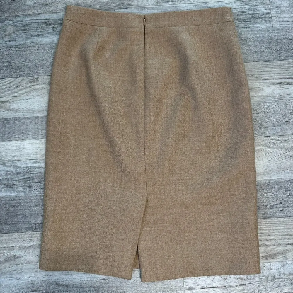 J. Crew Tan 100% Wool Women's Pencil Skirt Lined, Small Flaw P18 - Image 4