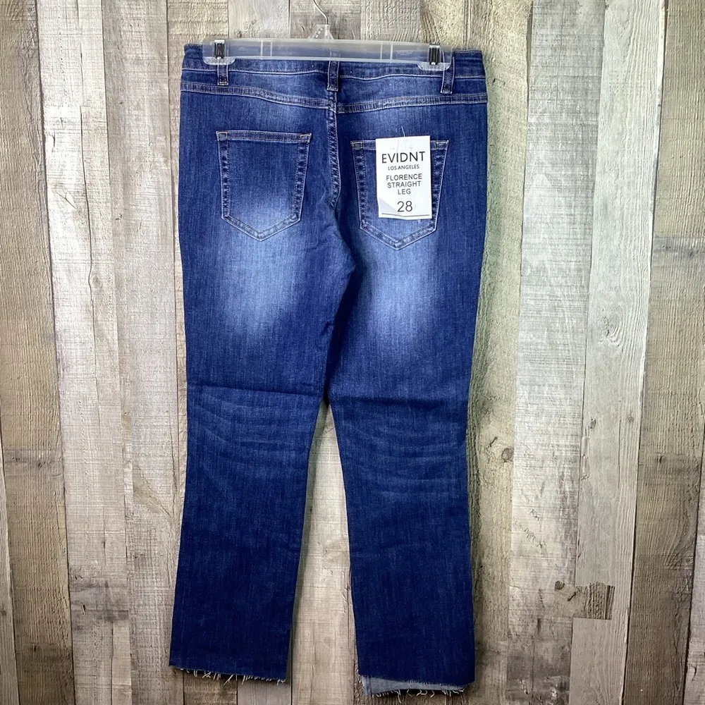 EVIDNT Los Angeles Size 28 Florence Straight Leg Asymmetrical Raw Cut Hem Jeans - Image 2