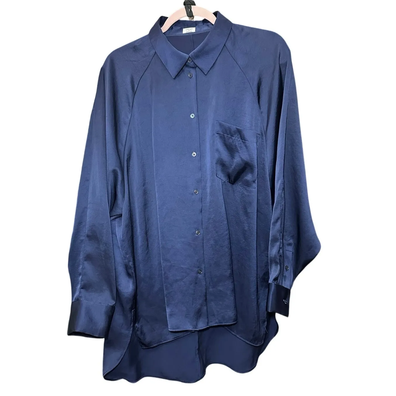 Aritzia Wilfred Relaxed Button Up Shirt Navy Blue Size Medium 79295 - Image 3
