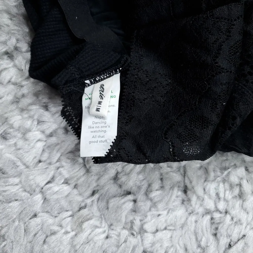 Aerie Waffle Lace Longline Bralette Unlined Black Size Medium - Image 5