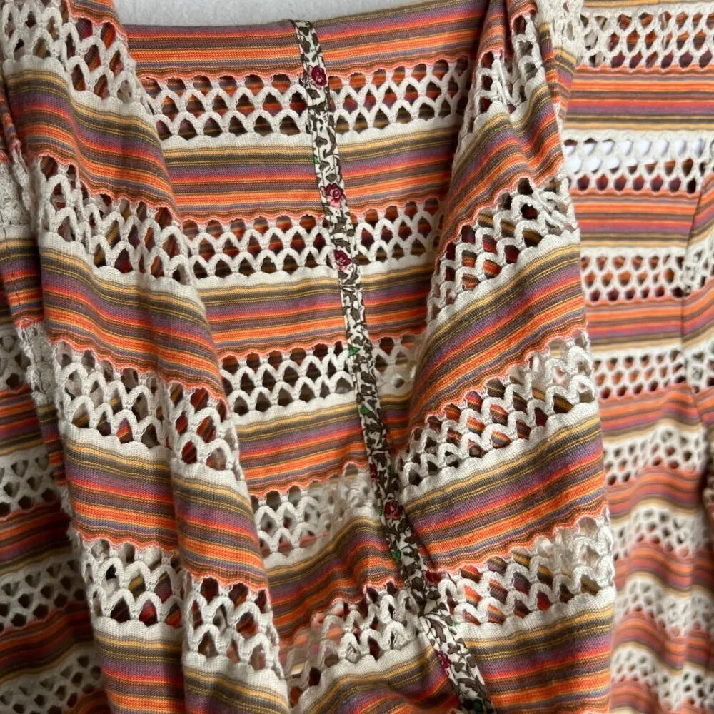 We The Free Women's Striped Crochet‎ V-Neck Top S - Image 5