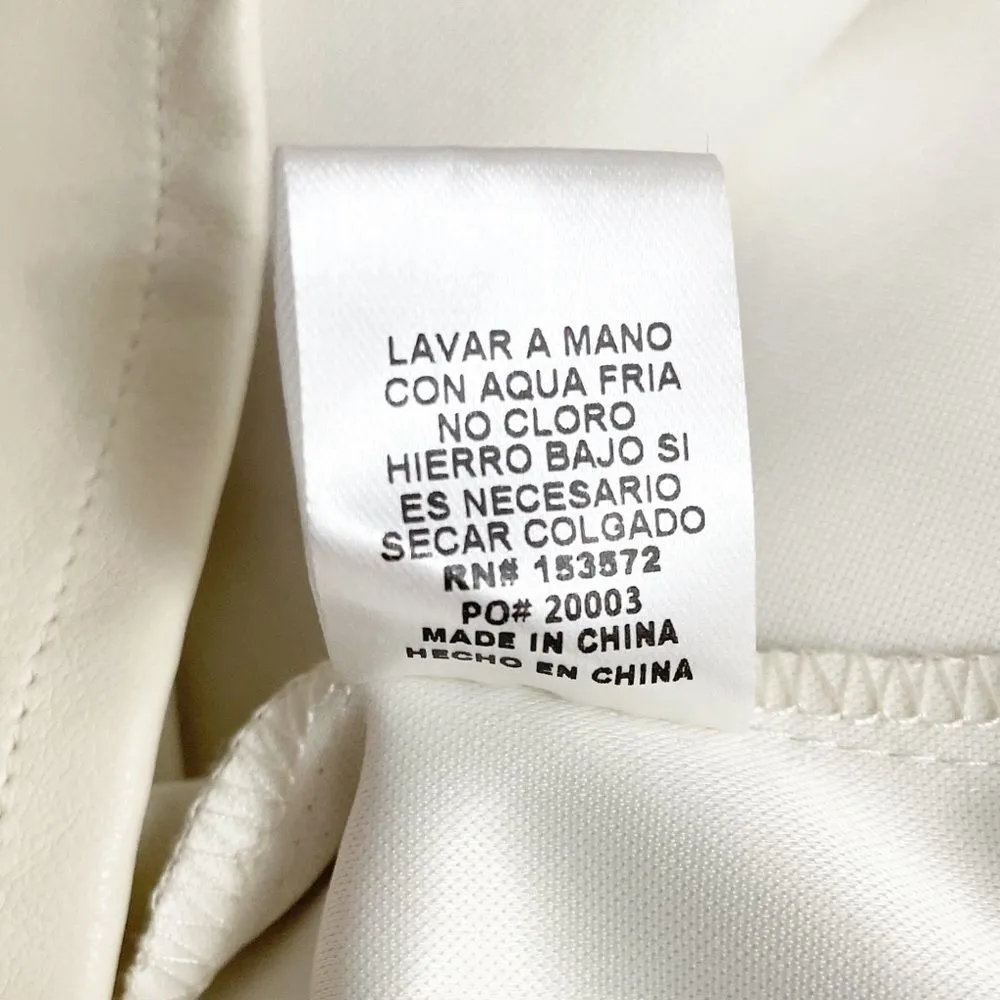 Tiered Faux Leather Boho Babydoll Dress in Ivory Cream Women’s Size Small - Image 9