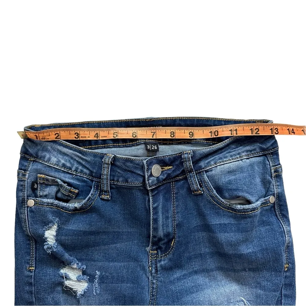 Stretch Distressed Skinny Jeans With Mexican Baja Exposed Fabric 26 - Image 4