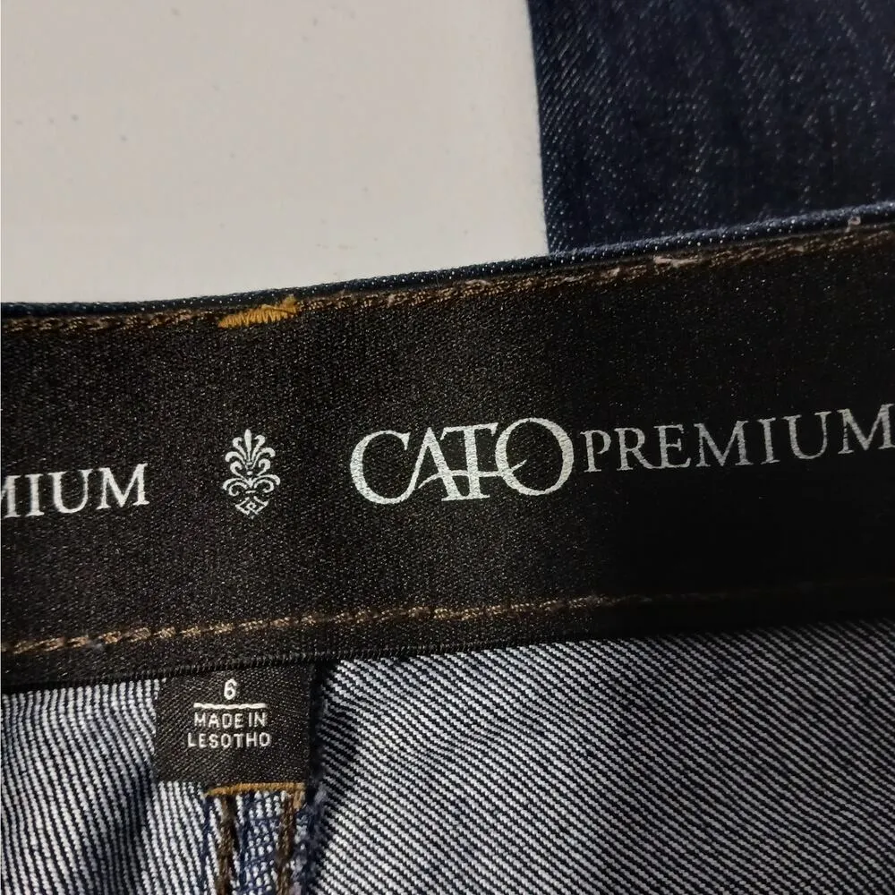 Cato Premium Women's Denim Jeans Size 6 Blue Straight Dark Wash Western Cowgirl - Image 3
