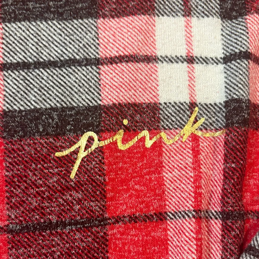 PINK Victoria's Secret Red and Gray Plaid Pajama Set - Image 2