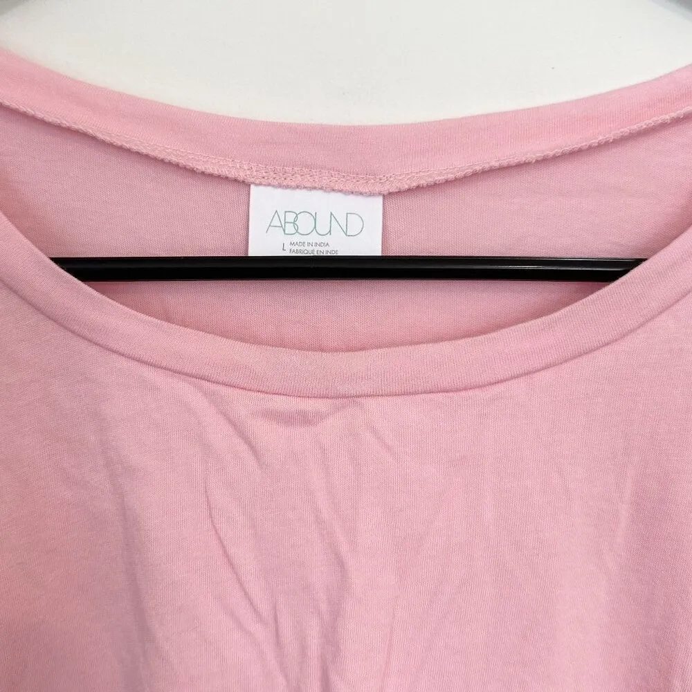NWT Abound Pink Rolled Hem Short Sleeve Crop Top - Size: Large - Image 3