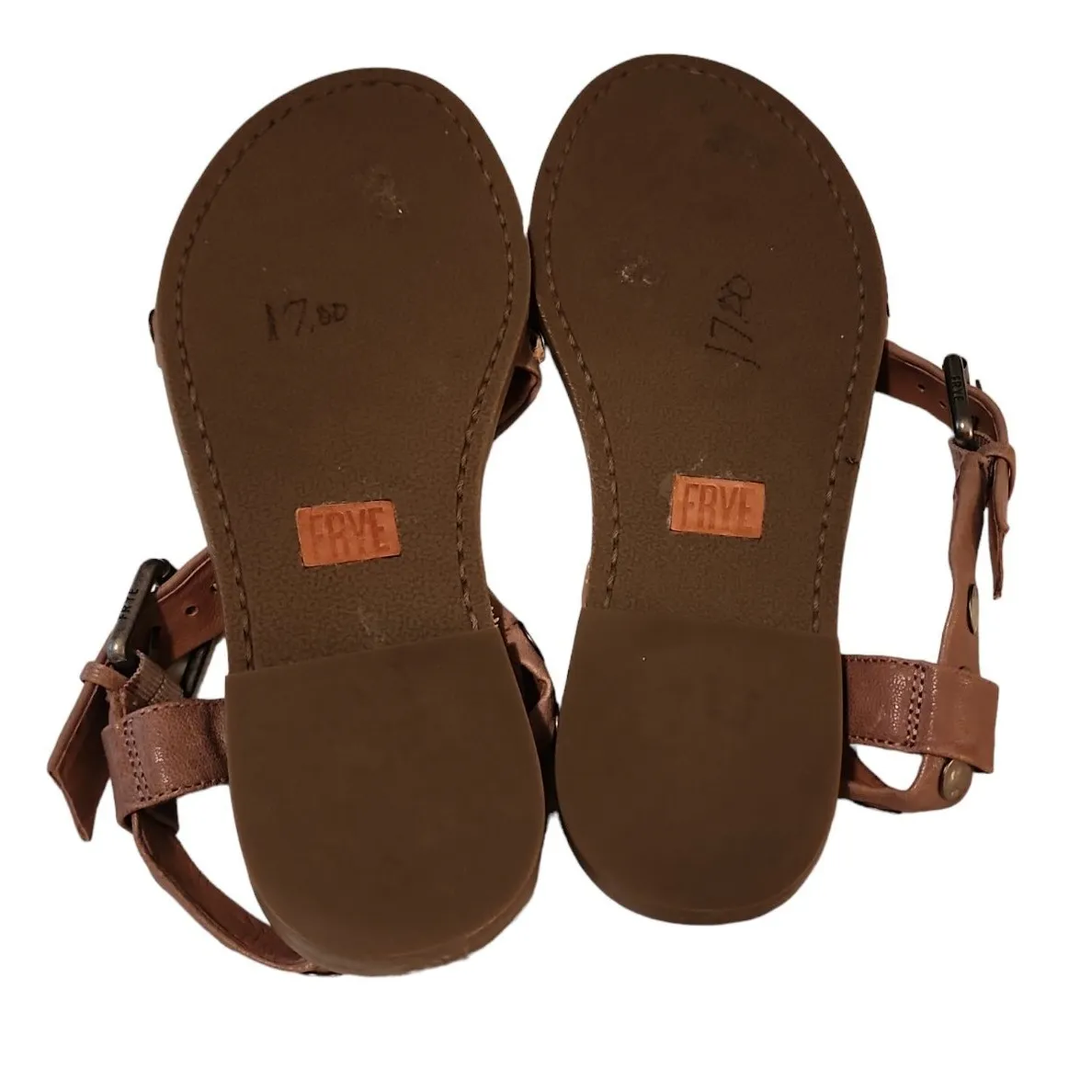 Frye Studded Leather Sandals‎ Buckle Accents Brown Flats Size 5.5 - Image 3