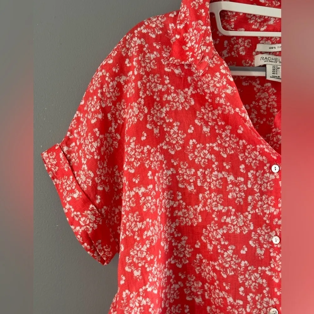 Rachel Zoe linen oversized button down top Sz S - Image 14