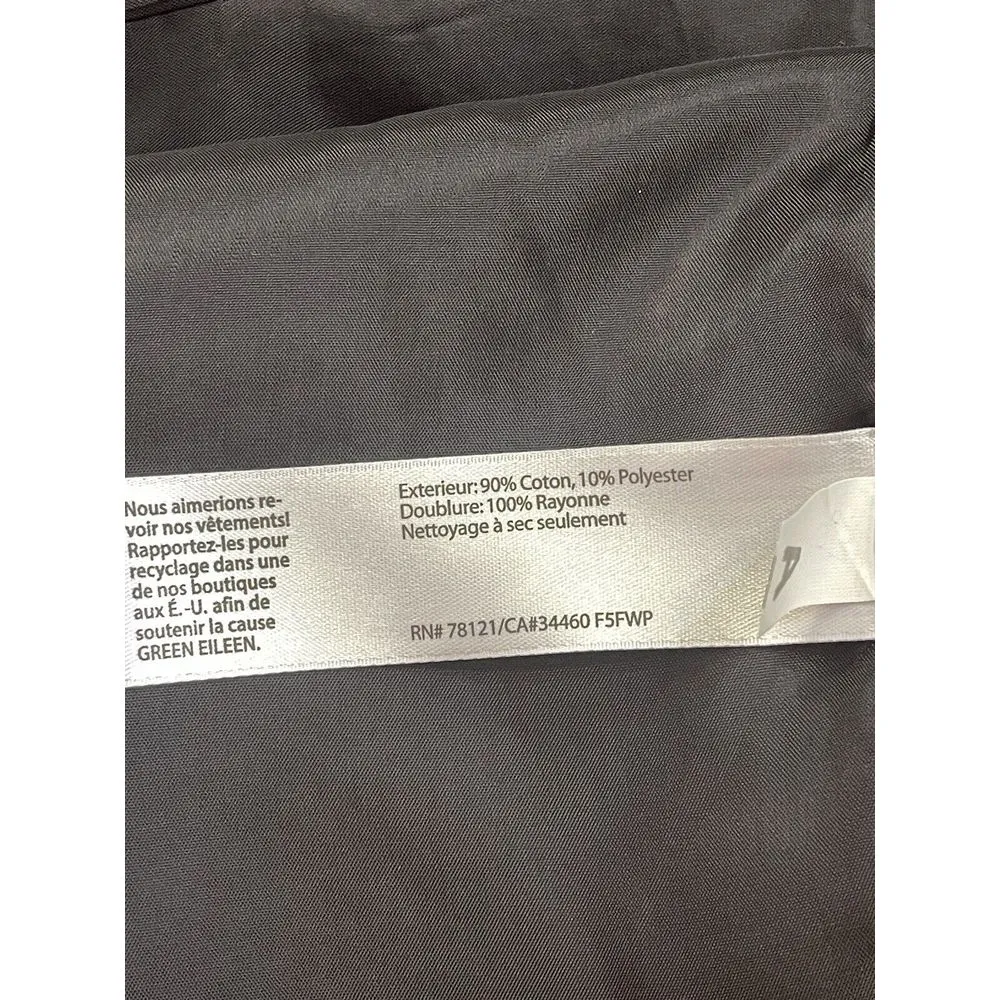 Eileen Fisher‎ Jacket Womens Large Cream Black Single Button Tweed Trench Coat - Image 8