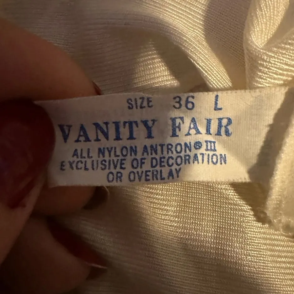 Vintage Vanity Fair White Slip Dress Lace Overlay, Full Size large  36 Nylon - Image 6