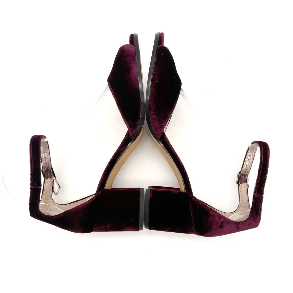 Sam Edelman Susie Velvet Block Heel Ankle Strap Sandals Burgundy Maroon Size 6.5 - Image 8