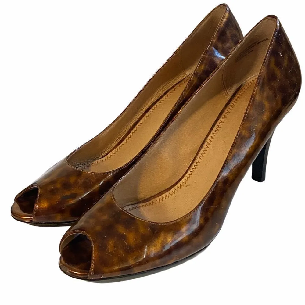 BP Animal Print Peep Toe Heels 9.5M Casual Office Workwear Shoes - Image 4