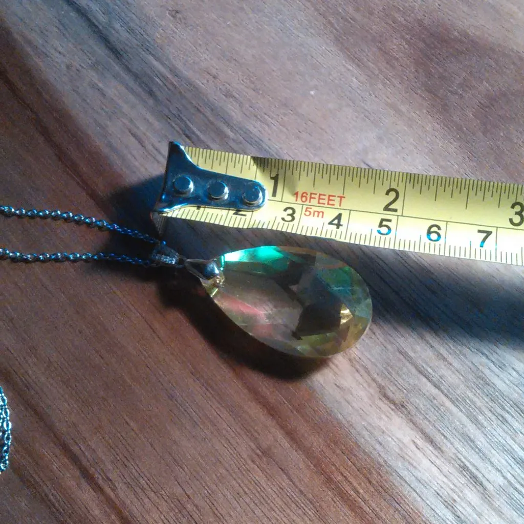 Simulated Yellow Topaz Sterling Silver Pendant With Stainless Steel Chain - Image 13