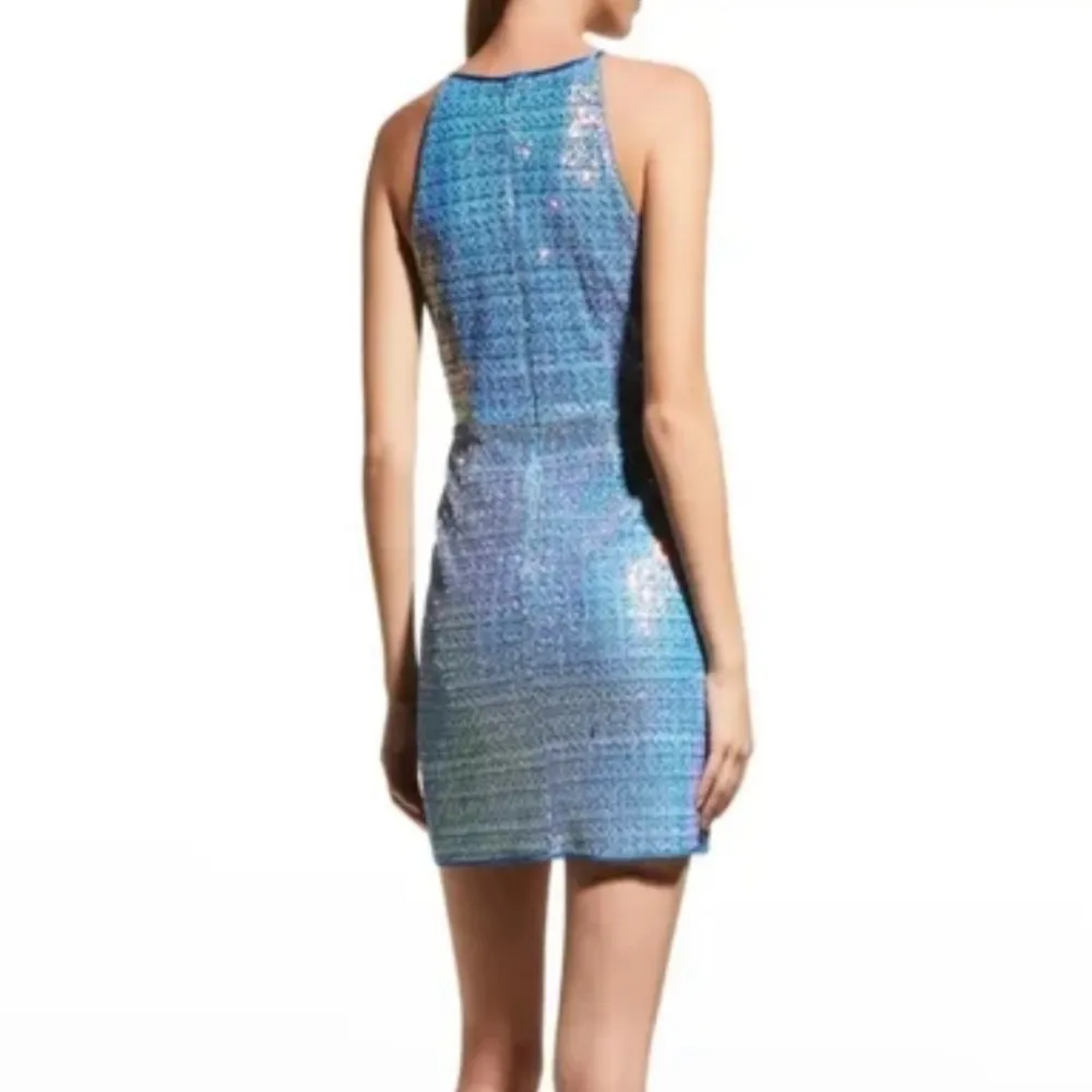 AIDAN Mattox Sequin Halter Mini Dress with Cutout Sz 10 - Image 4