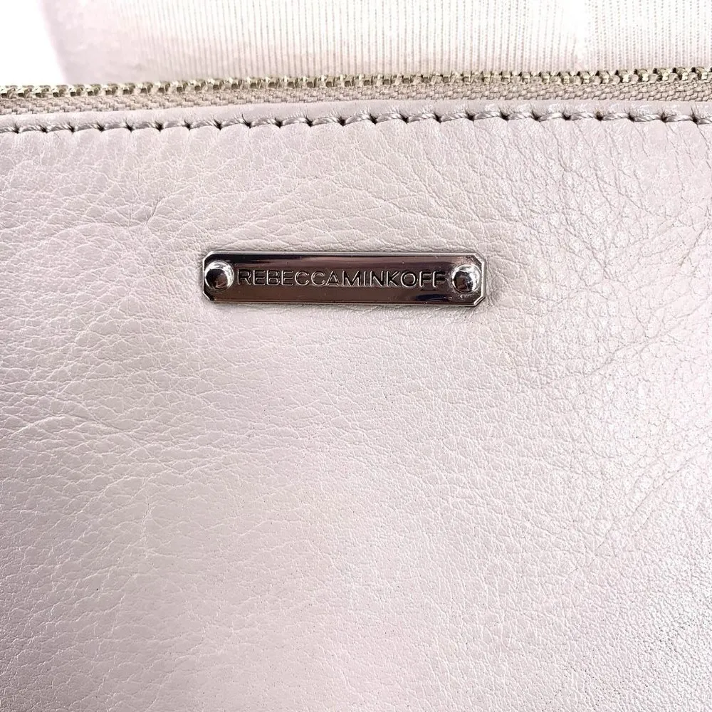 Rebecca Minkoff Pale Gray Moto Leather Three Zip Fringed Crossbody Bag - Image 3