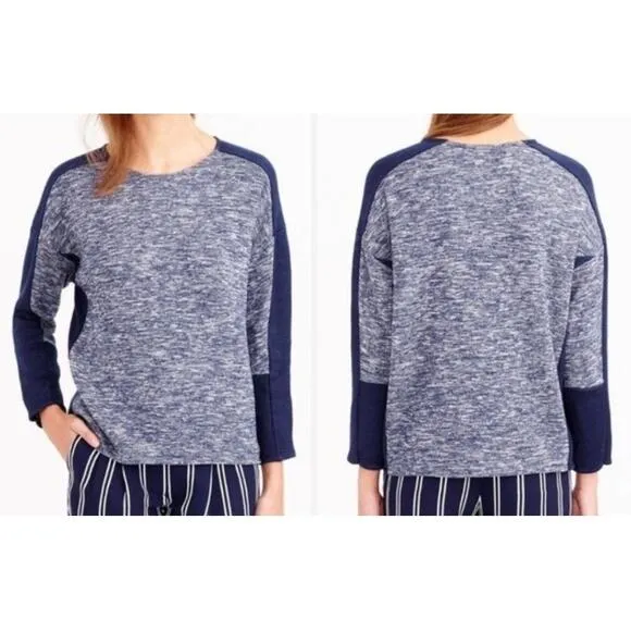 J.Crew Navy Color Block Acrylic & Wool Blend Sweater Size M Old Money Breathable - Image 2