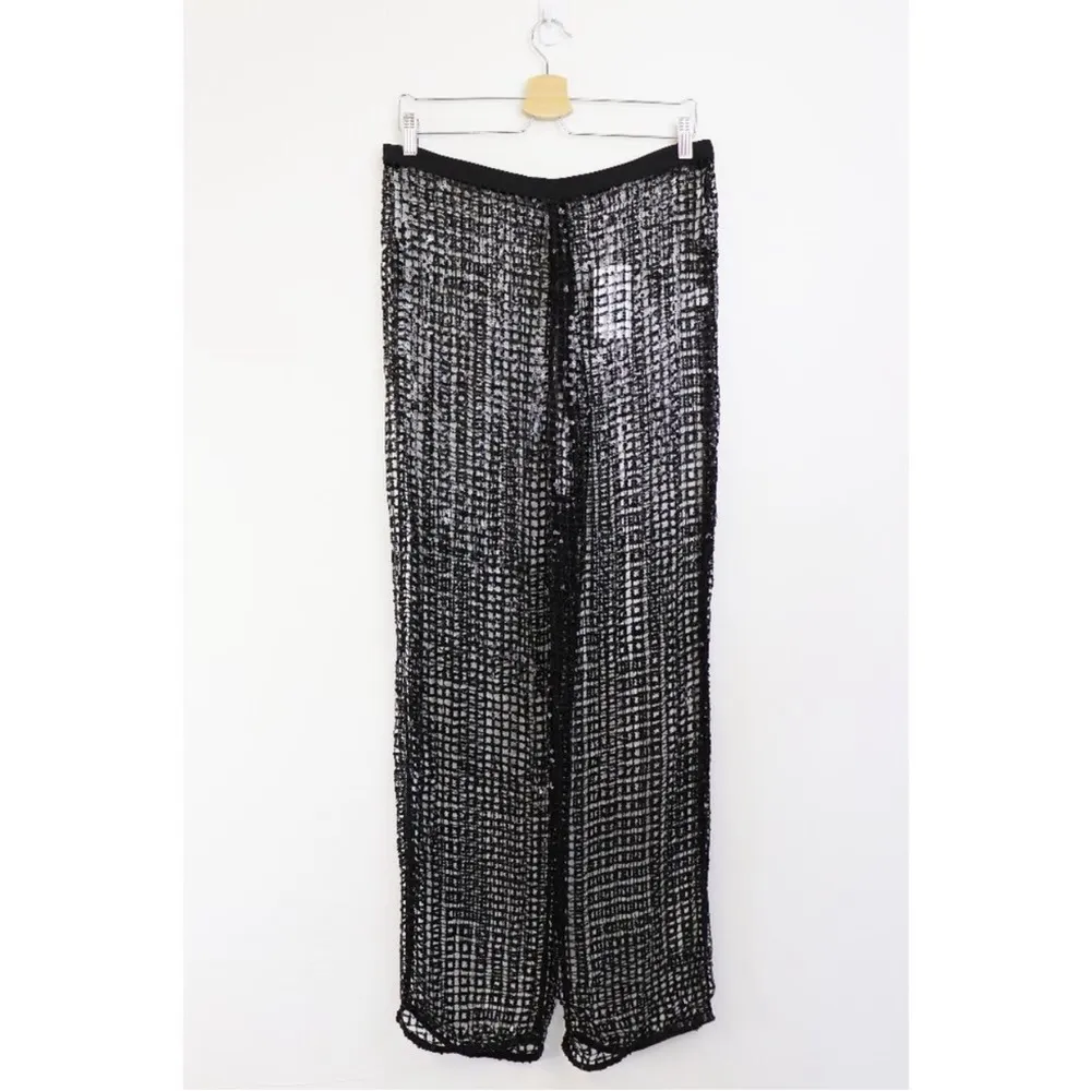 NWT  Bliss Sequin Sheer Pants Paillette Sequins Mesh Netting XL - Image 4
