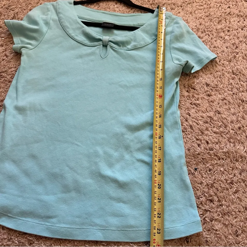 Rafaella Short Sleeve Top Women's Blue Casual Baby Tee Peekaboo Neckline Y2K - Image 4