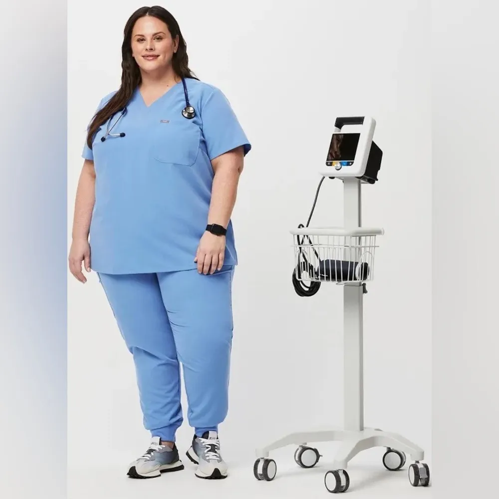 FIGS Catarina Scrub Top in Cool Blue - Image 2