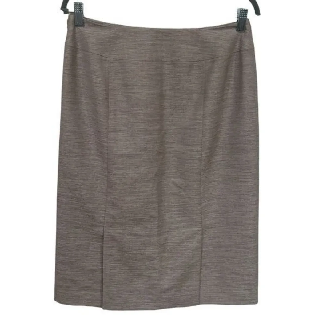 Lafayette 148 Tan and White Textured Pencil Skirt Wool‎ Blend Career Capsule 12 - Image 5