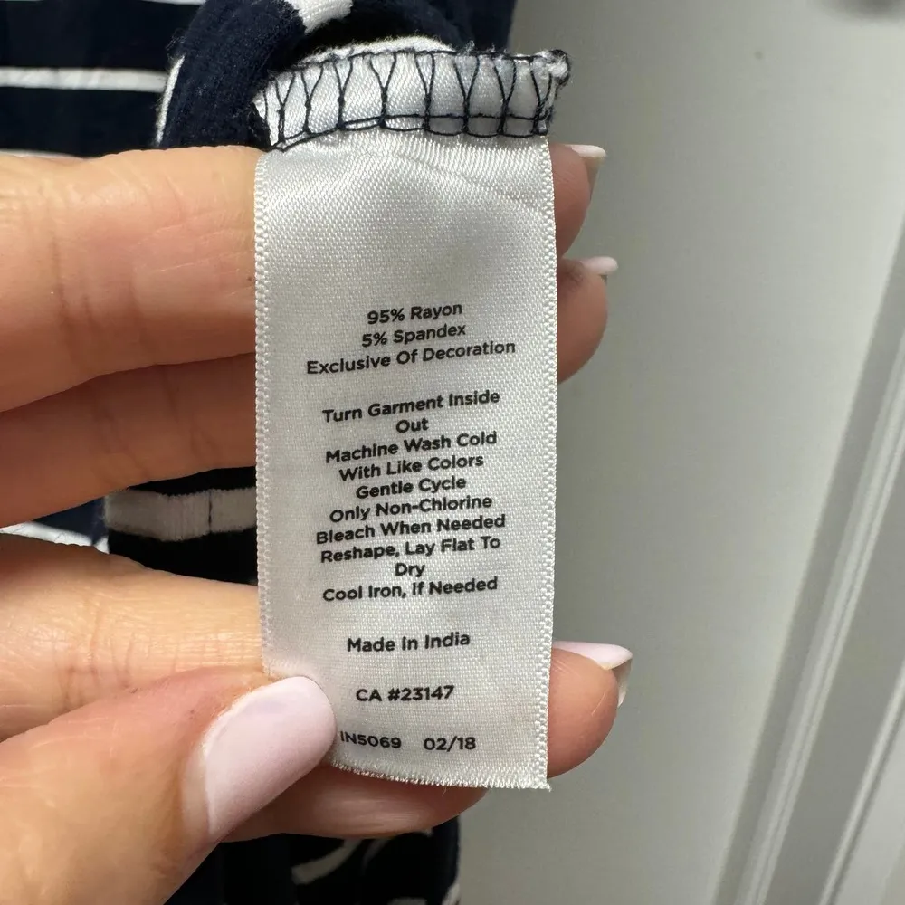 Talbots Embroidered Blue Sleeveless Stripe Jersey Maxi Dress Womens 3XP Petite - Image 9