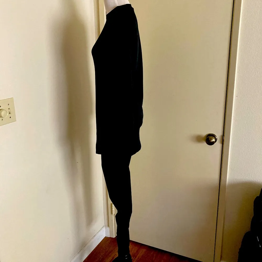 Two Piece Long Sleeve Shirt Top Pants Joggers Set Black - Image 6