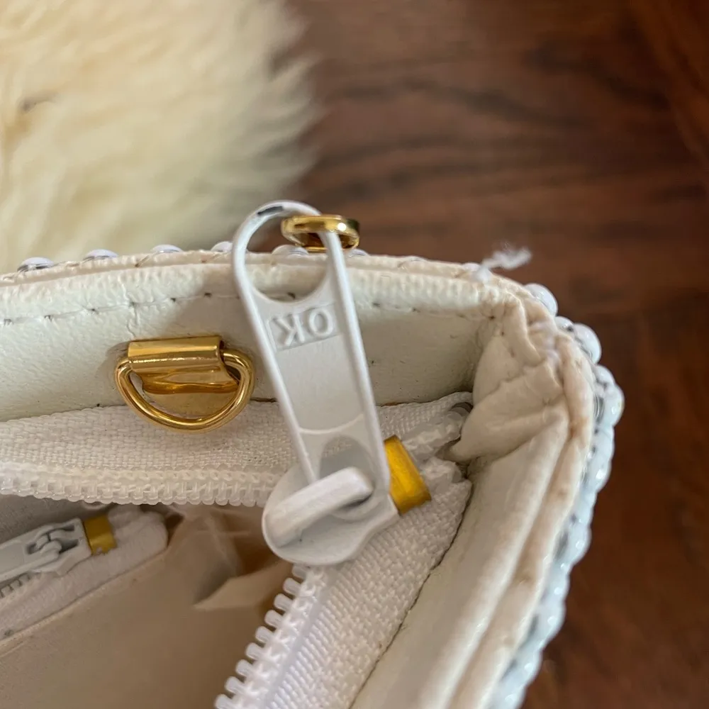 Vintage 70s/80s bubble chainmail clutch tote convertible gold white metal bag - Image 7