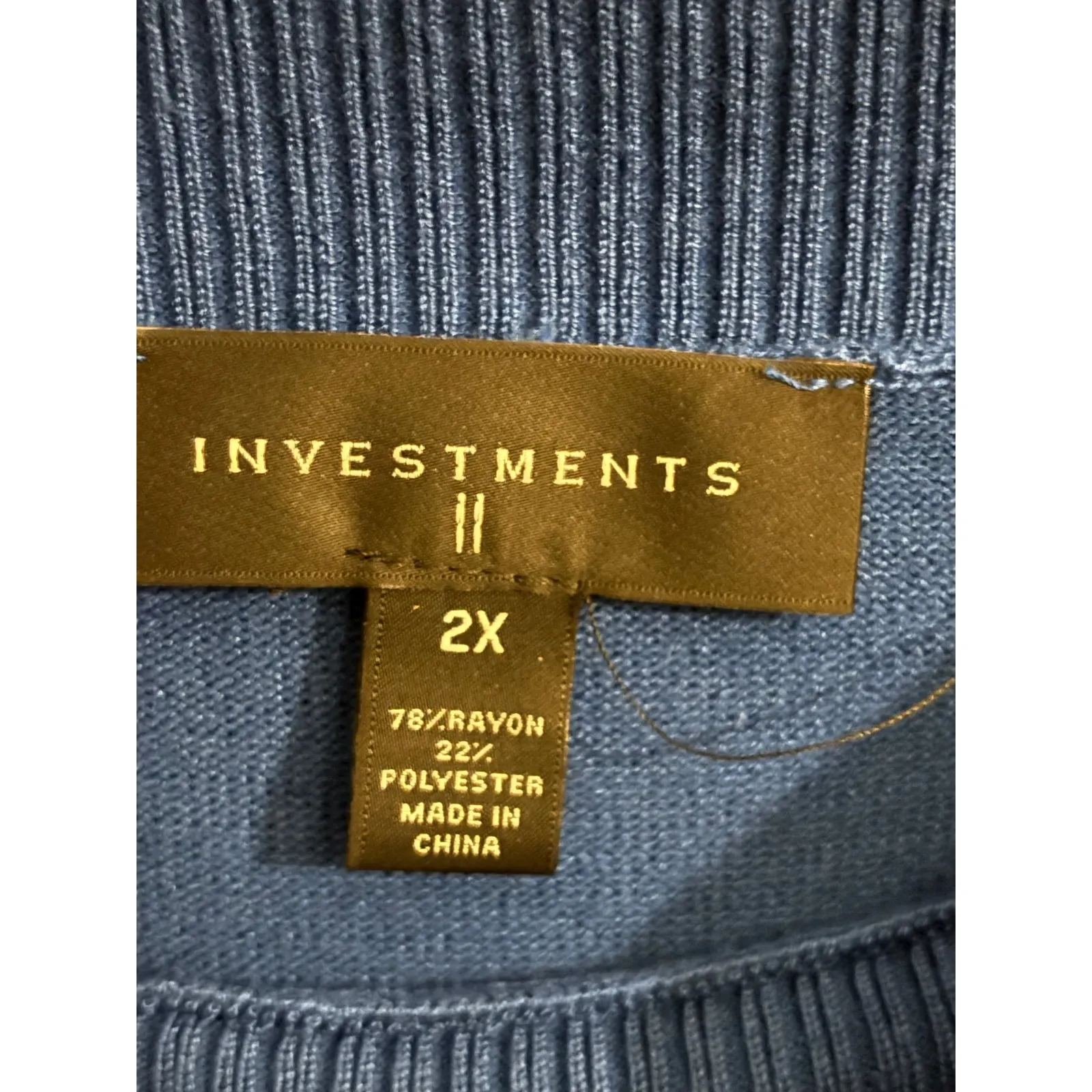 Investments Blue Cowl Neck Button Detail Long Sleeve Sweater Women 2X - Image 4