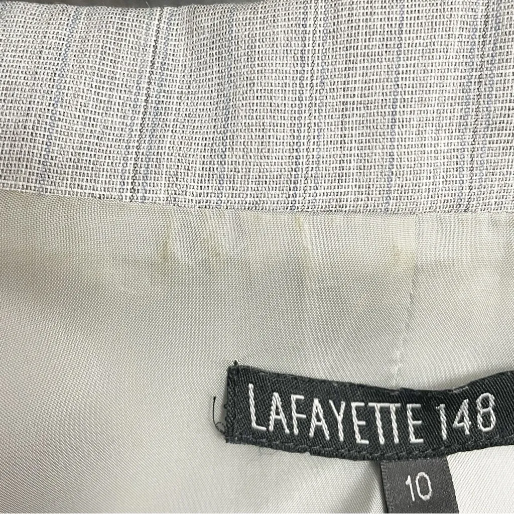 Lafayette 148 New York Blazer Size 10 Gray Wool Viscose 3 Button Lined Jacket - Image 11
