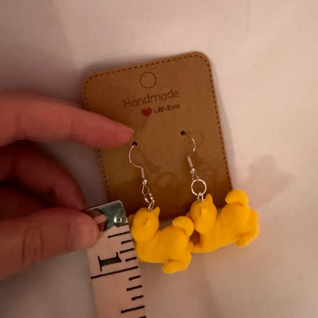 Handmade Pomeranian Dog Earrings Orange - Image 5