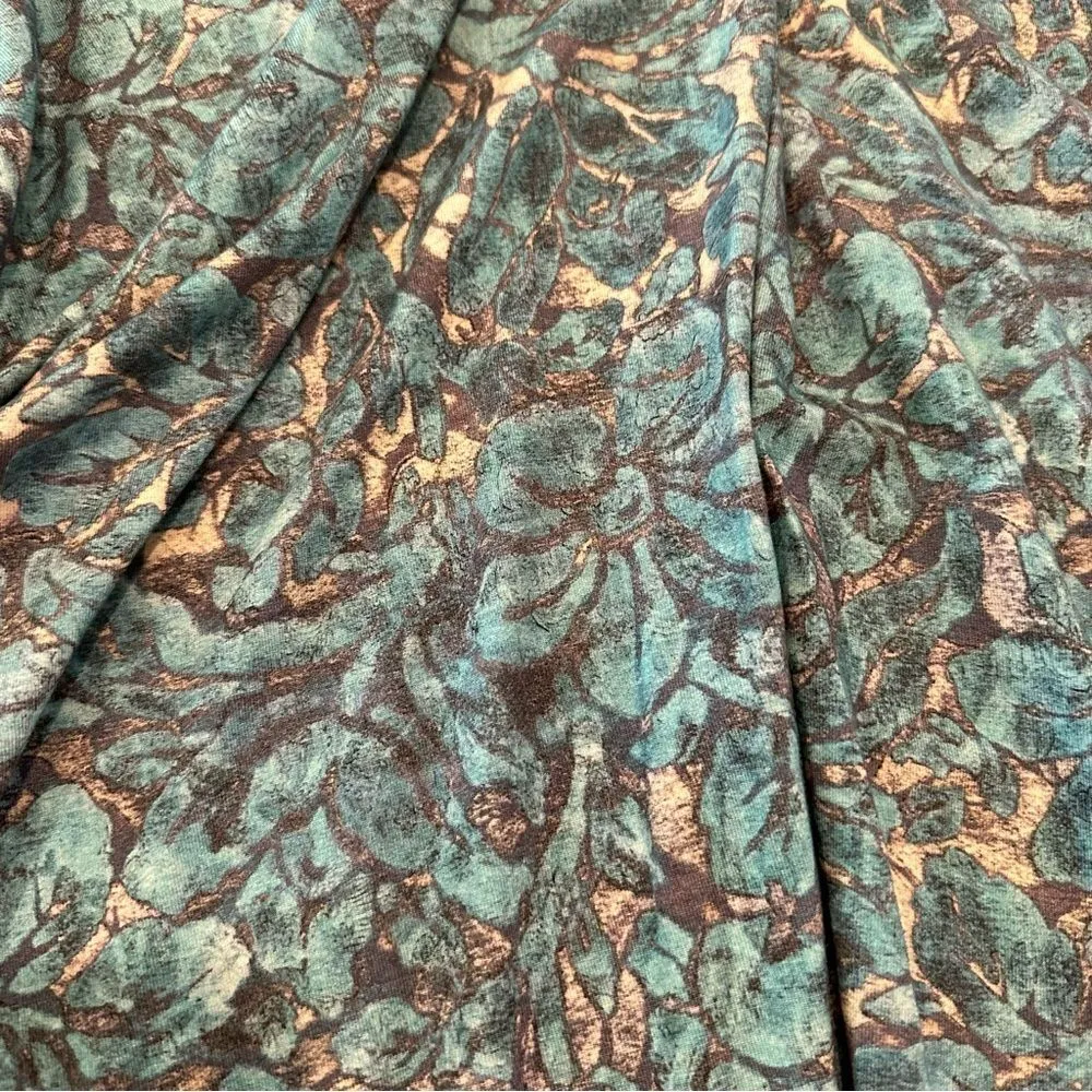Peruvian Connection Turquoise Delphi Caftan Floral Tapestry Dress size XS/Small - Image 6