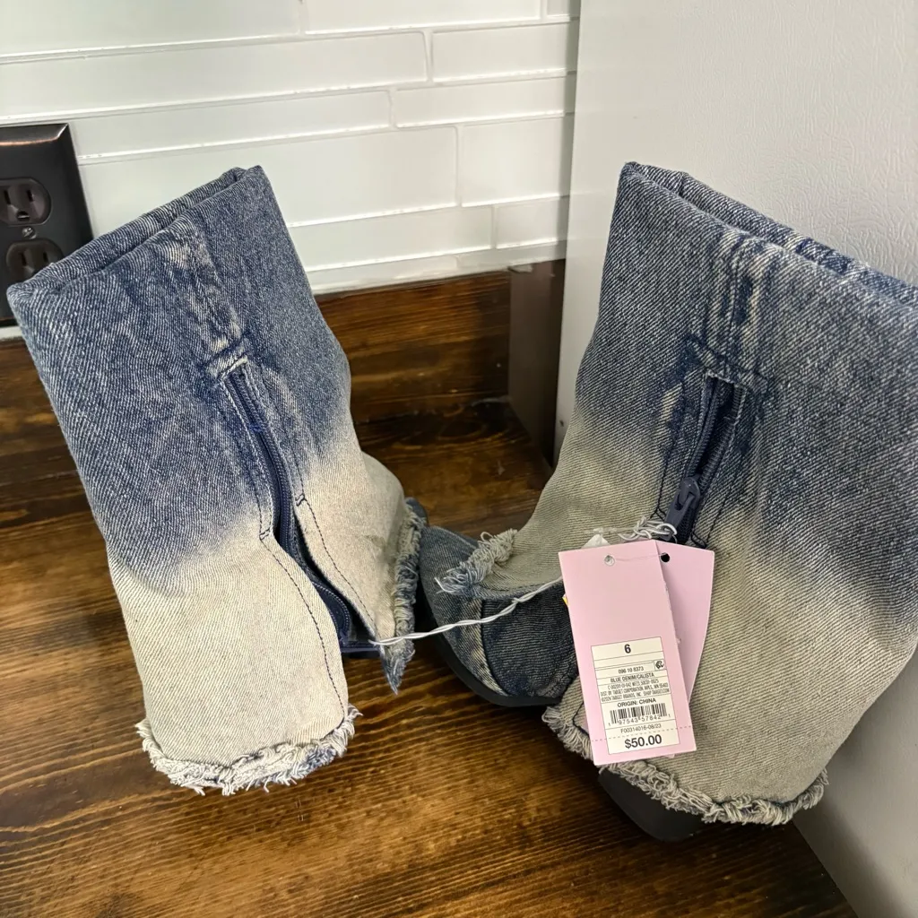 Wild Fable Denim Heeled Boots‎ Size 6 - Image 8