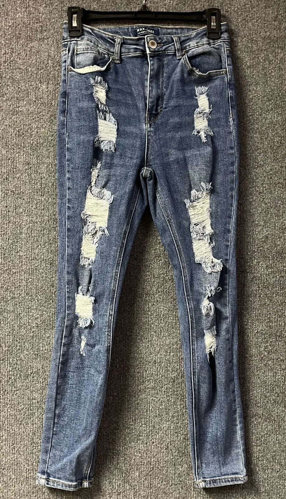 Wax Jean Los Angeles Jeans Womens 27 Blue Distressed Denim Cotton Skinny Leg - Image 1