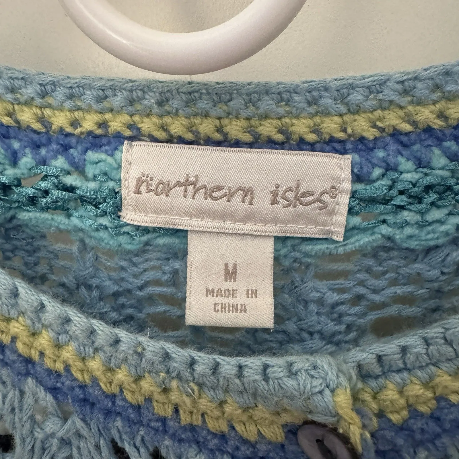 Northern Isles Women’s Knit Cardigan Sweater Living Color Eggshell Blue Medium Multiple - Image 3