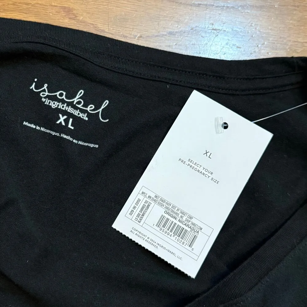 Isabell Maternity Womens XL Black Long Sleeve Scoop Neck Shirt Basic Casual New - Image 8