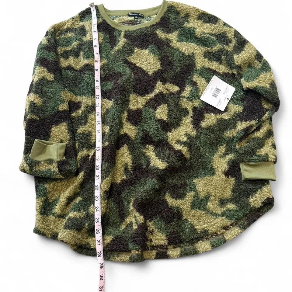 Fuzzy Camo‎ Pullover Sweatshirt Green Size 1X - Image 8