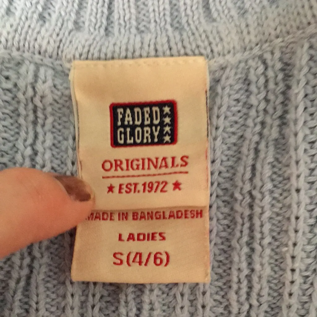 Womens Faded Glory Vneck Sweater Blue Size Small 4-6 - Image 4