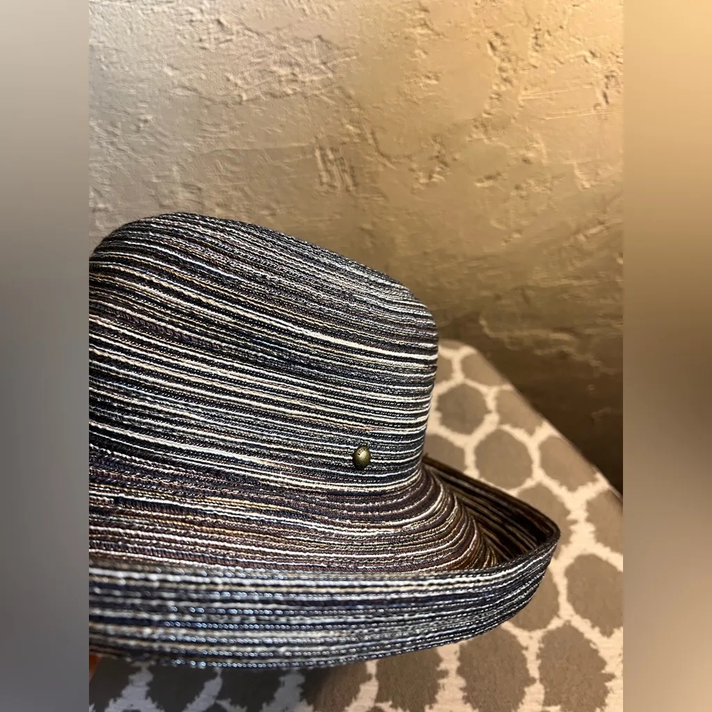 Kooringal Striped Black Brown Taupe Women's Hat made in Australia sized 58cm - Image 6